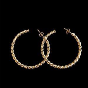 NEW The M Jewelers NY Earrings 14K Gold Plated Florence Twisted Hoop
